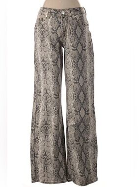 Python Print Wide Leg Jeans - Neutral Snake Pattern (SKU707)